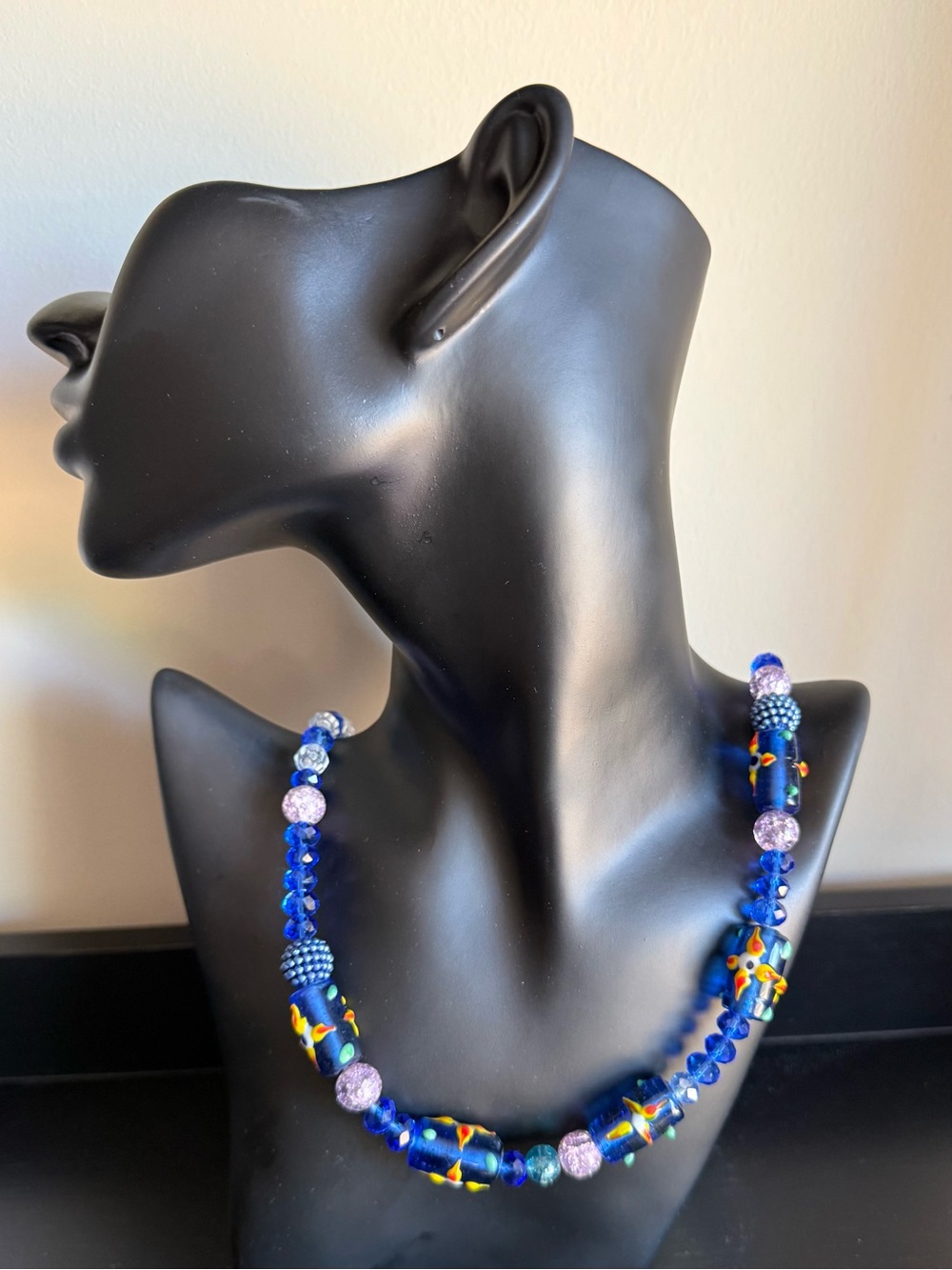 Handcrafted Blue Glass Bead Necklace - Women Jewelry